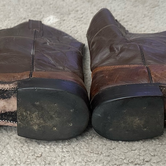 Nocona Cowboy Boots Mens 12B Exotic Full Quill Ostrich Brown - Picture 5 of 6